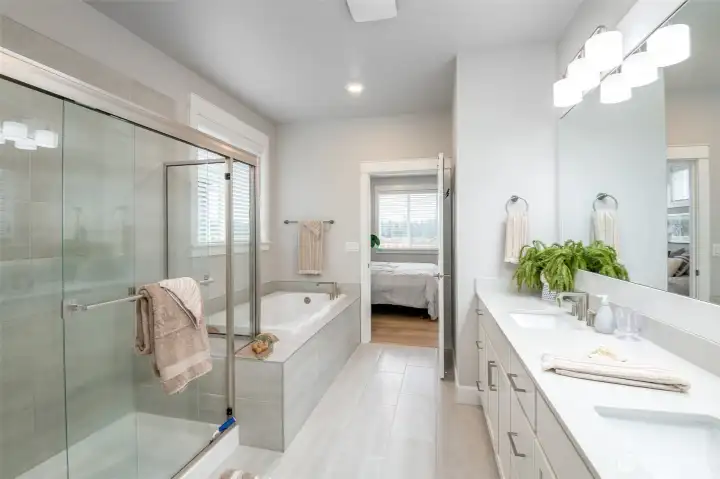 Enjoy the luxurious bathtub in the primary bathroom.