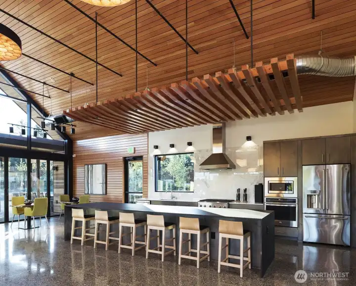 The clubhouse has plenty of places to gather.