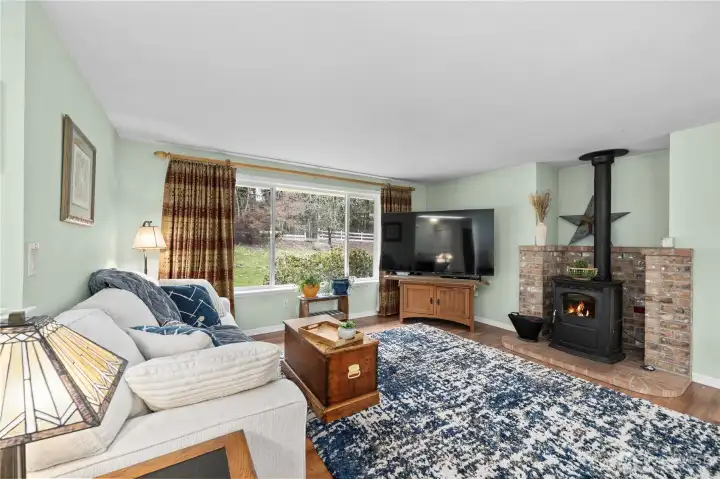Large picture windows bring the outdoors in