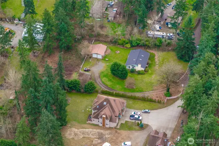 Overhead view showcasing the full 1.23-acre property