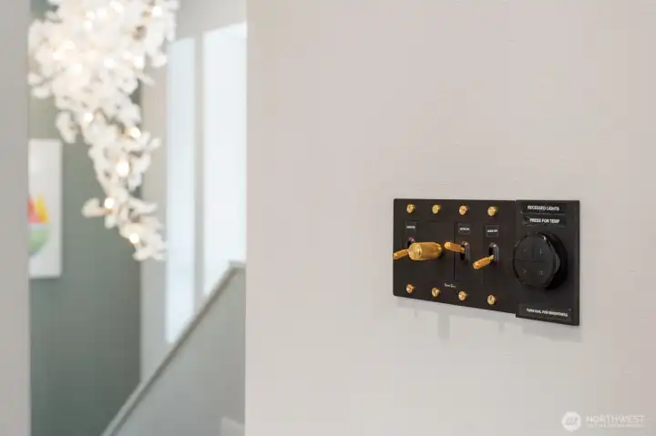 Buster & Punch custom light switches throughout. Buster & Punch custom light switches throughout.