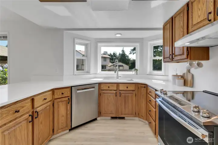 kitchen with backyard view kitchen with backyard view