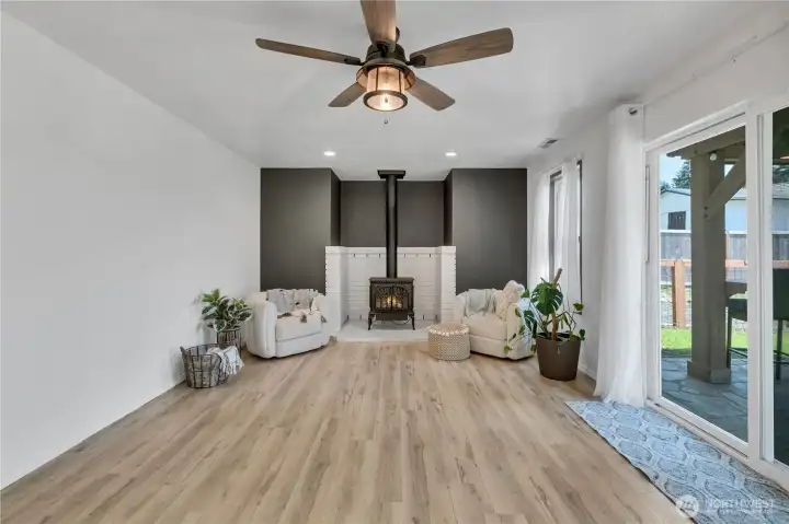 Family room with cozy fireplace Family room with cozy fireplace