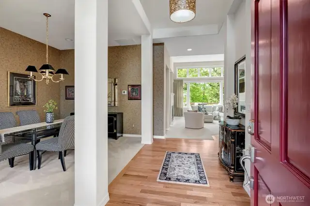 Entry way. Area on the left is designed as flex area. Dining, library, Piano, or ?