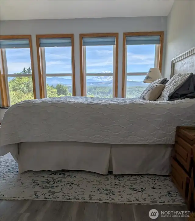 Primary Bedroom with Fantastic Panoramic view of Mt Rainier and foothills