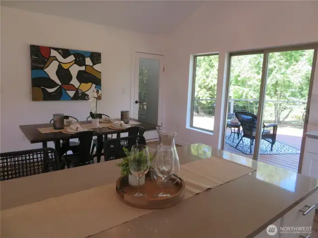 From eating bar to the spacious dining area that could accommodate larger table and chairs for 10.
