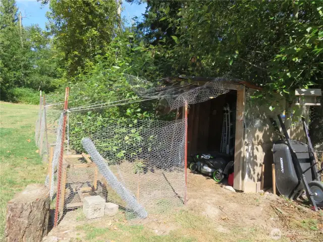 Chicken coop that had accommodated 15 chickens.  The property allowed for free-range time outside of the coop.