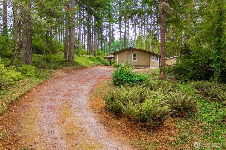 Private driveway to the home, located on a dead-end street.