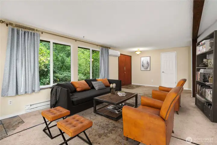 Virtually staged living room.