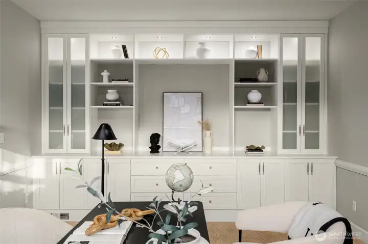 Another view of the office on the main floor, with custom California Closet built-ins