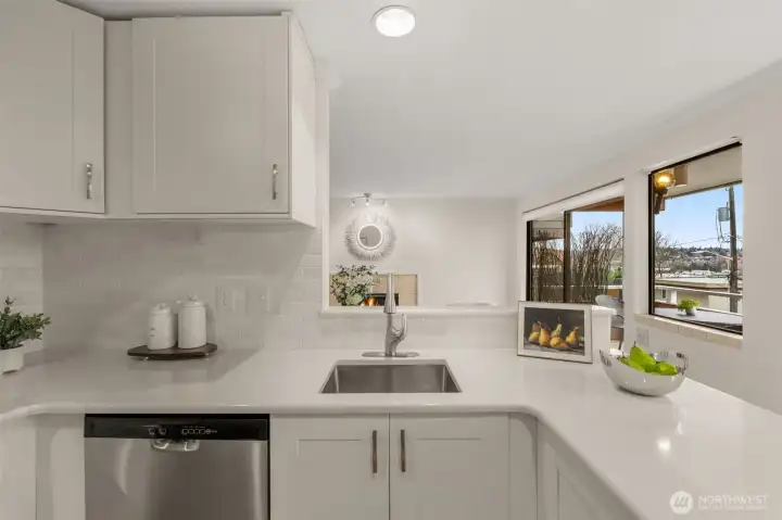 Kitchen with partial view of Living Area