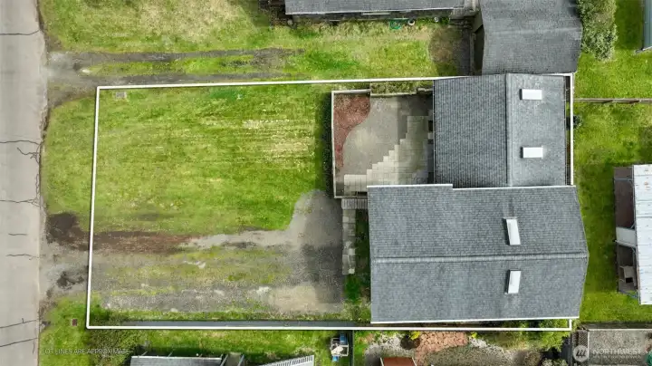 aerial shot with general lot lines of the property.