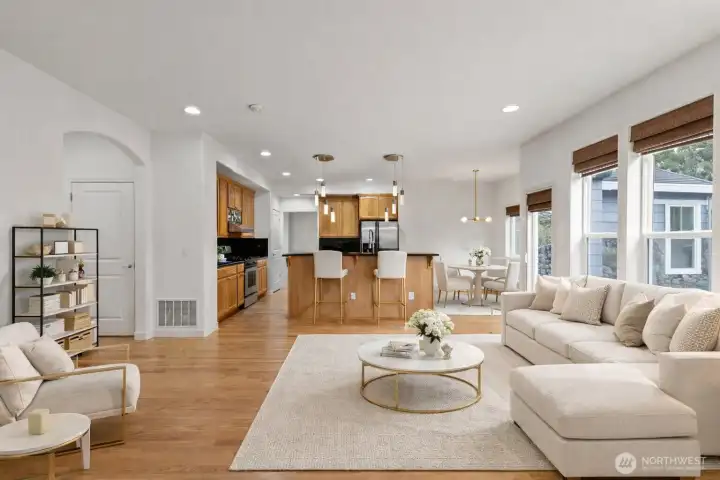 Open-concept layout seamlessly connecting the living spaces, offering a balance of sophistication & functionality