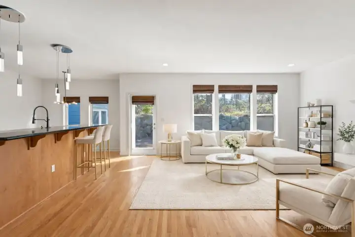 Bamboo window shades highlight the home’s quality & attention to detail.