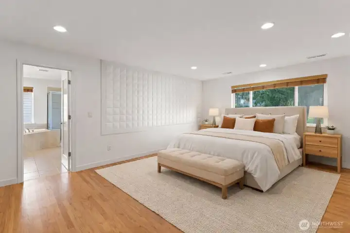 Primary bedroom with ensuite (virtually staged)