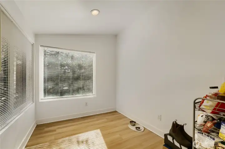 The dining area is the perfect setting for everyday meals or entertaining.