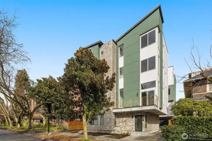 This stylish exterior with bold lines and a mix of textures makes a statement before you even walk in.