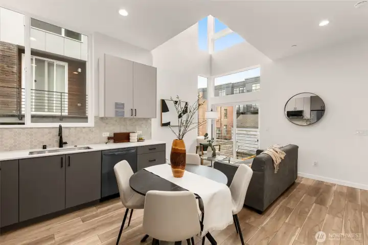 Dine under the skylight glow! This open layout is perfect for weekday dinners or hosting your family and friends—plus, it keeps everyone connected.