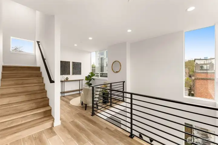 Welcome to the flex zone! Whether you’re feeling lounge vibes, office flow, or gallery wall inspiration—this open mezzanine space is ready.