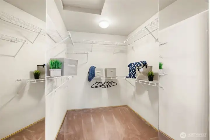 Primary Walk-In closet provides expansive storage options.