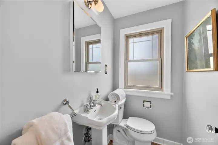 The 1/2 bath located on the upper level