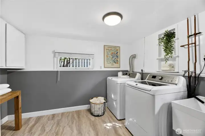 The lower level laundry room.