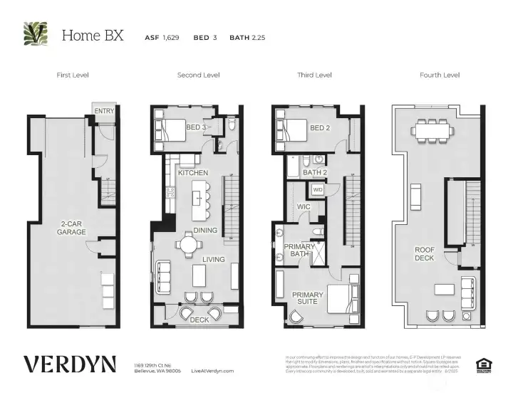 3BR/2.5BA BX plan. This home is an end unit.