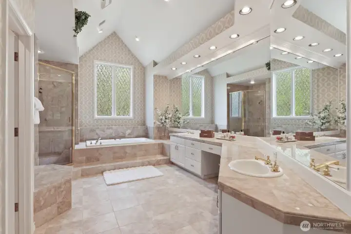 Primary marble bathroom
