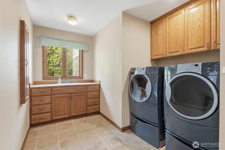 Spacious laundry room.