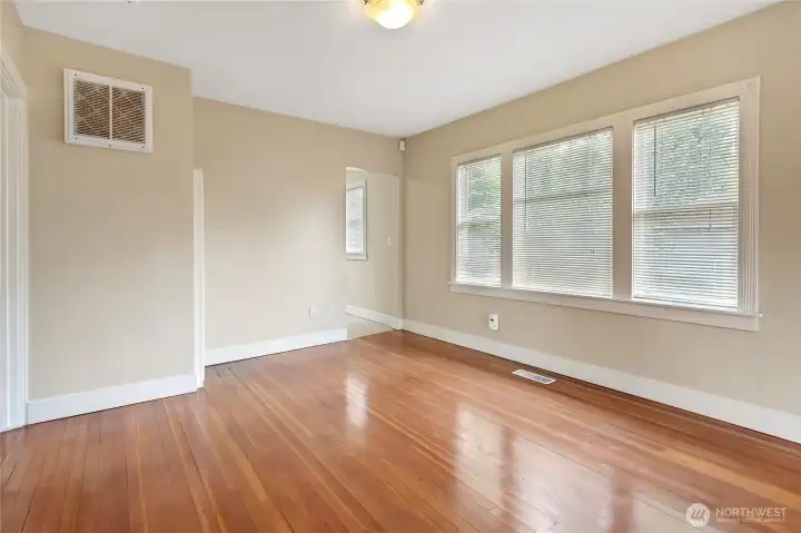 Living area with beautiful floors.