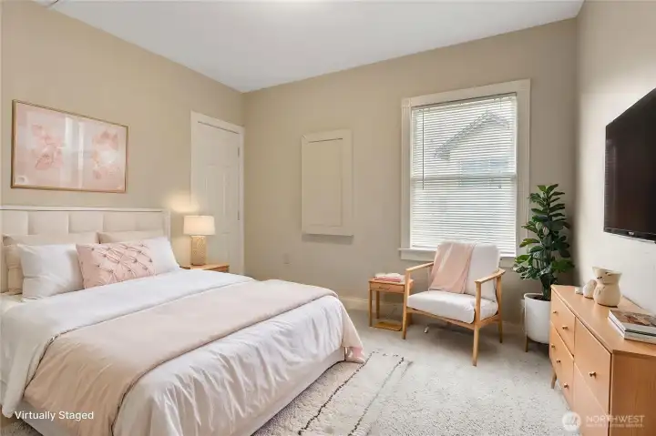Primary bedroom virtually staged