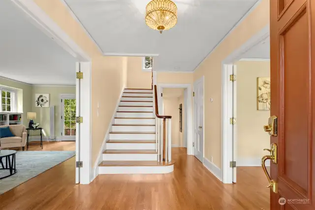 A classic beauty! Gorgeous hardwood floors & french doors to the living room & dining room.