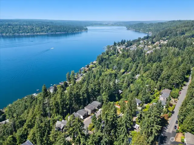 North view of Lake Sammamish in relation to home.  Drone footage.