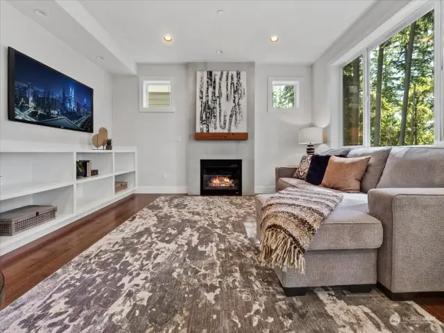 Family room with gas fireplace