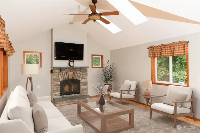 Family room virtually staged