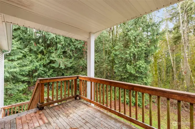 Covered deck to enjoy your private lot