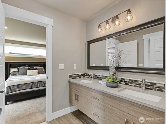 Jack and Jill bathroom between bedroom 2 and 3