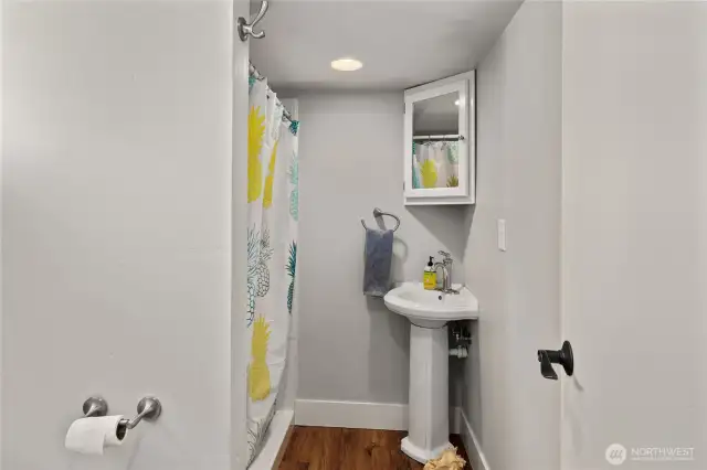 3/4 bathroom in basement.