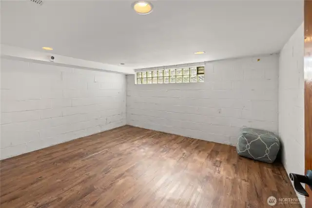 Room in basement could serve as another bedroom or office.