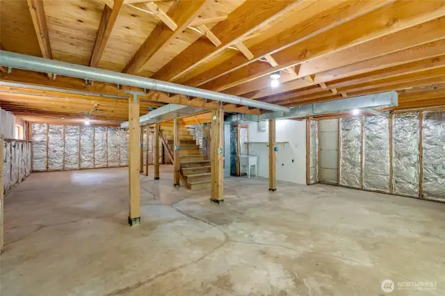 Unfinished lower level awaits your vision