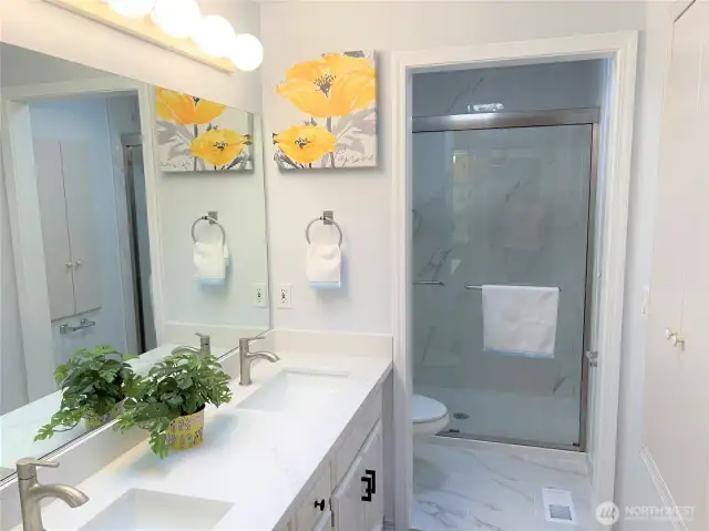 Renovated master bathroom Shower