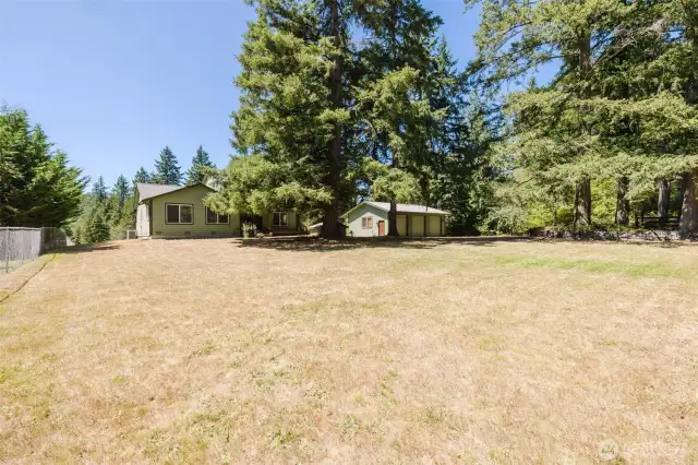 Set back from the road with a generous front yard.