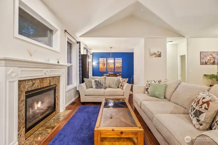 Cozy gas fireplace