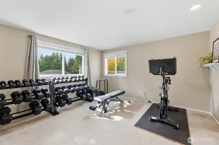 Upstairs bedroom currently used as home gym