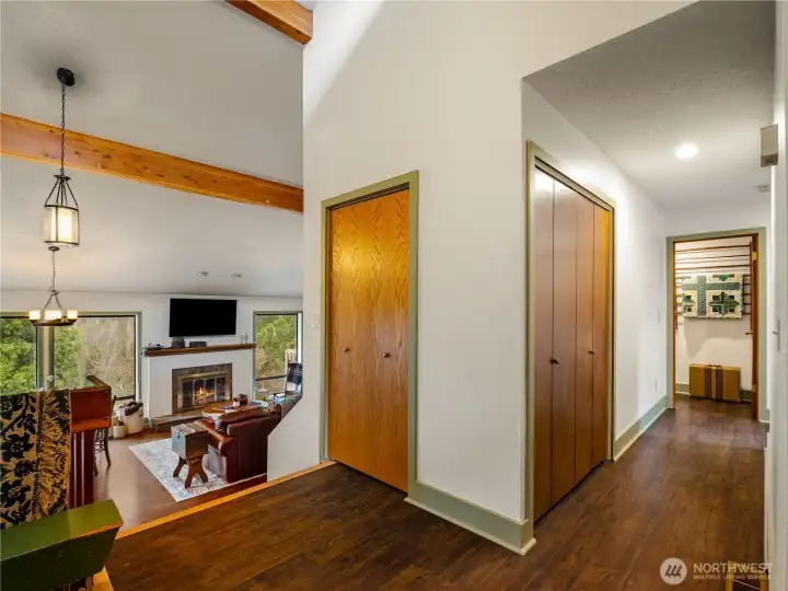 This unique floor plan is open where it matters and private where you want it.