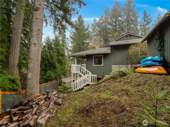 The side view of the home.