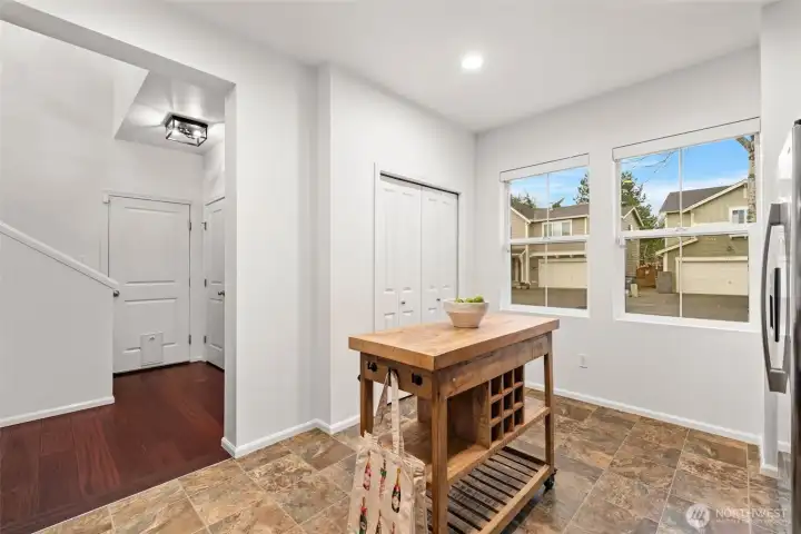 Gorgeous natural light steams into the kitchen on a sunny day. Southern exposure for all day light!