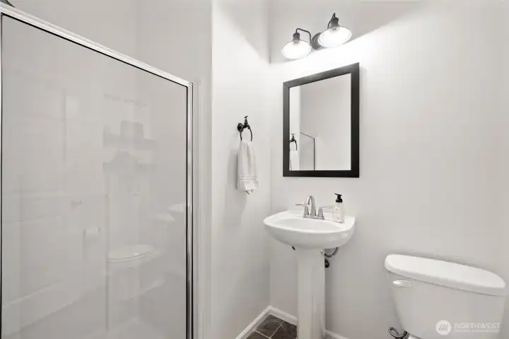 Main floor bathroom with shower