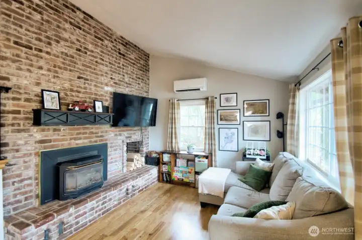 Propane fireplace and ductless mini-split