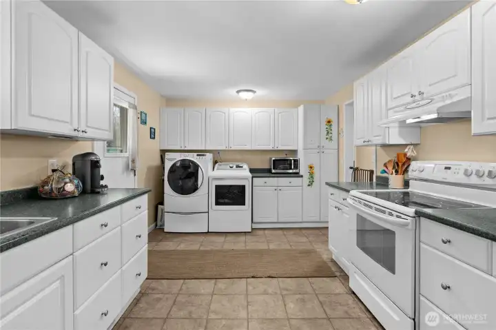 Take a look at all the cabinetry featured here for storage.